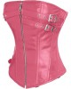 Women Real Leather Corset Overbust Handmade Pink Genuine Leather Corset, Heavy Duty Steel Boned Waist Gothic Luxury and Stylish