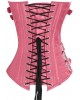 Women Real Leather Corset Overbust Handmade Pink Genuine Leather Corset, Heavy Duty Steel Boned Waist Gothic Luxury and Stylish