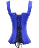 Women Real Leather Corset Overbust Handmade Blue Genuine Leather Corset, Heavy Duty Steel Boned Waist Gothic Luxury and Stylish