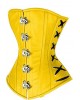 Women Real Leather Corset Overbust Handmade Yellow Genuine Leather Corset, Heavy Duty Steel Boned Waist Gothic Luxury and Stylish