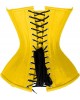 Women Real Leather Corset Overbust Handmade Yellow Genuine Leather Corset, Heavy Duty Steel Boned Waist Gothic Luxury and Stylish