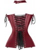 Women Real Leather Corset Overbust Handmade Maroon Genuine Leather Corset, Heavy Duty Steel Boned Waist Gothic Luxury and Stylish