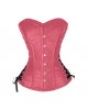 Women Real Leather Corset Overbust Handmade Pink Genuine Leather Corset, Heavy Duty Steel Boned Waist Gothic Luxury and Stylish