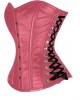Women Real Leather Corset Overbust Handmade Pink Genuine Leather Corset, Heavy Duty Steel Boned Waist Gothic Luxury and Stylish