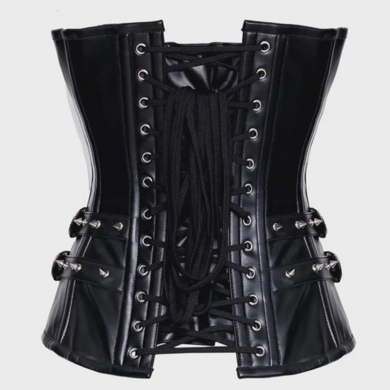Women Real Leather Corset Overbust Handmade Black Genuine Leather Corset, Heavy Duty Steel Boned Waist Gothic Luxury and Stylish