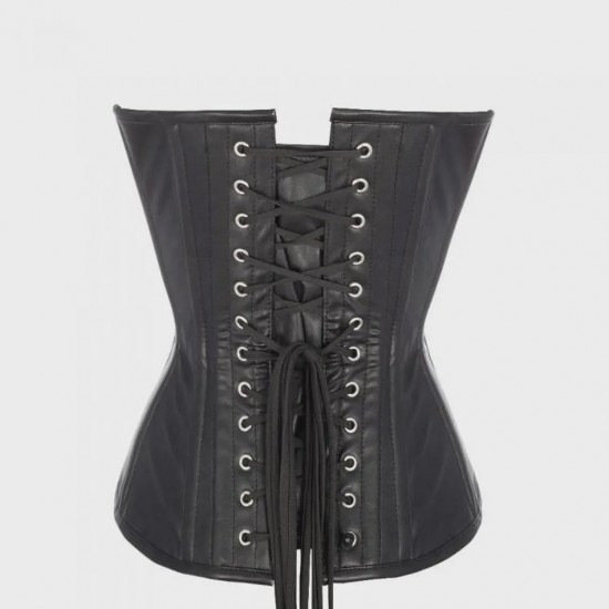 Women Real Leather Corset Overbust Handmade Black Genuine Leather Corset, Heavy Duty Steel Boned Waist Gothic Luxury and Stylish