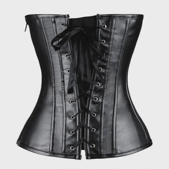 Women Real Leather Corset Overbust Handmade Black Genuine Leather Corset, Heavy Duty Steel Boned Waist Gothic Luxury and Stylish