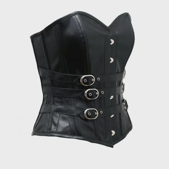 Women Real Leather Corset Overbust Handmade Black Genuine Leather Corset, Heavy Duty Steel Boned Waist Gothic Luxury and Stylish