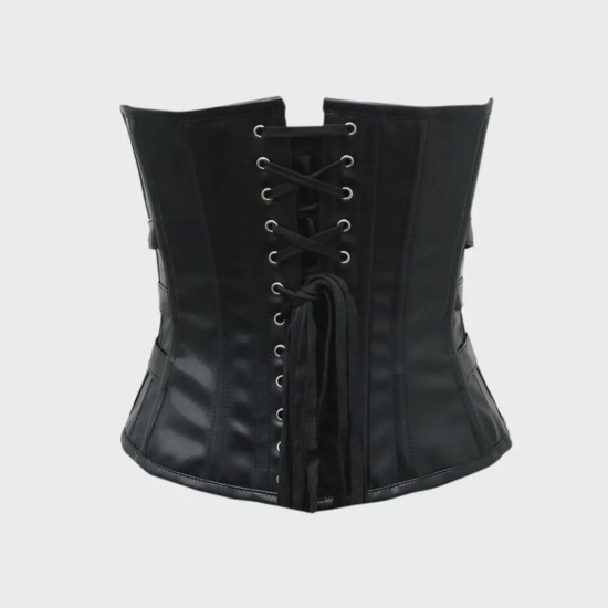 Women Real Leather Corset Overbust Handmade Black Genuine Leather Corset, Heavy Duty Steel Boned Waist Gothic Luxury and Stylish