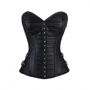 Women Real Leather Corset Overbust Handmade Black Genuine Leather Corset, Heavy Duty Steel Boned Waist Gothic Luxury and Stylish