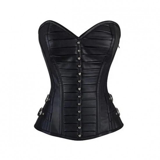 Women Real Leather Corset Overbust Handmade Black Genuine Leather Corset, Heavy Duty Steel Boned Waist Gothic Luxury and Stylish