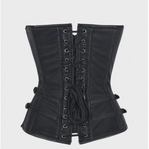 Women Real Leather Corset Overbust Handmade Black Genuine Leather Corset, Heavy Duty Steel Boned Waist Gothic Luxury and Stylish