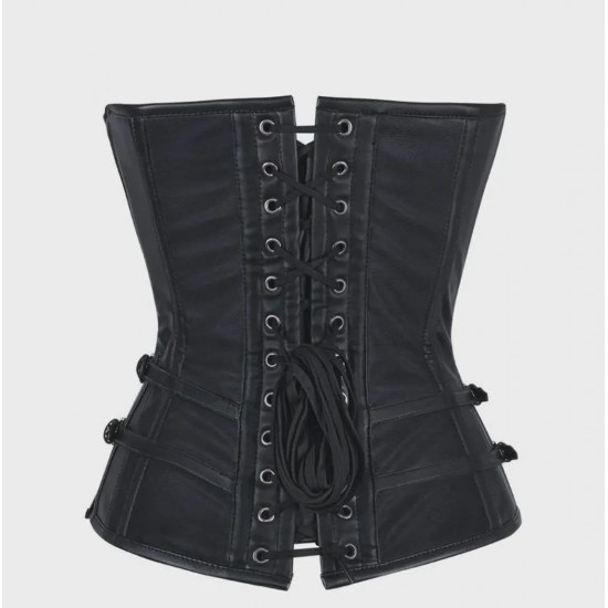Women Real Leather Corset Overbust Handmade Black Genuine Leather Corset, Heavy Duty Steel Boned Waist Gothic Luxury and Stylish