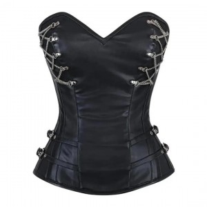 Women Real Leather Corset Overbust Handmade Black Genuine Leather Corset, Heavy Duty Steel Boned Waist Gothic Luxury and Stylish