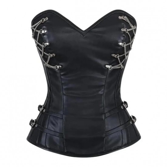 Women Real Leather Corset Overbust Handmade Black Genuine Leather Corset, Heavy Duty Steel Boned Waist Gothic Luxury and Stylish