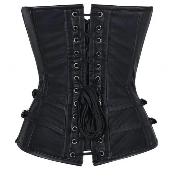 Women Real Leather Corset Overbust Handmade Black Genuine Leather Corset, Heavy Duty Steel Boned Waist Gothic Luxury and Stylish