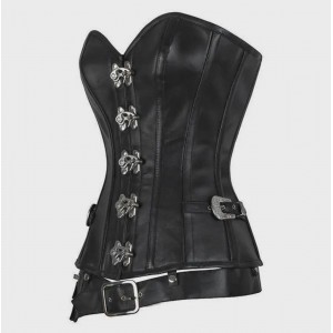 Women Real Leather Corset Overbust Handmade Black Genuine Leather Corset, Heavy Duty Steel Boned Waist Gothic Luxury and Stylish