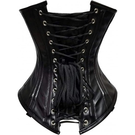 Women Real Leather Corset Underbust Handmade Black Genuine Leather Corset, Heavy Duty Steel Boned Waist Gothic Luxury and Stylish