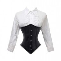 Women Real Leather Corset Underbust Handmade Black Genuine Leather Corset, Heavy Duty Steel Boned Waist Gothic Luxury and Stylish