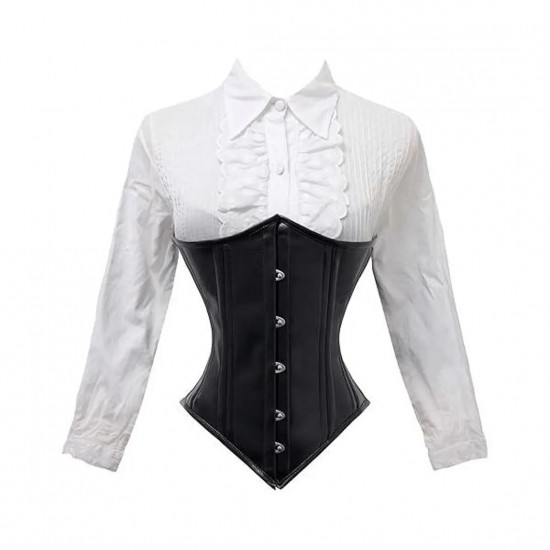 Women Real Leather Corset Underbust Handmade Black Genuine Leather Corset, Heavy Duty Steel Boned Waist Gothic Luxury and Stylish