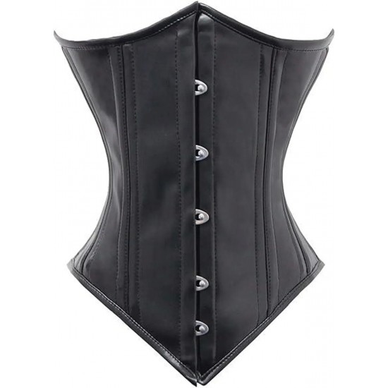 Women Real Leather Corset Underbust Handmade Black Genuine Leather Corset, Heavy Duty Steel Boned Waist Gothic Luxury and Stylish