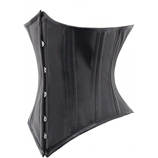 Women Real Leather Corset Underbust Handmade Black Genuine Leather Corset, Heavy Duty Steel Boned Waist Gothic Luxury and Stylish