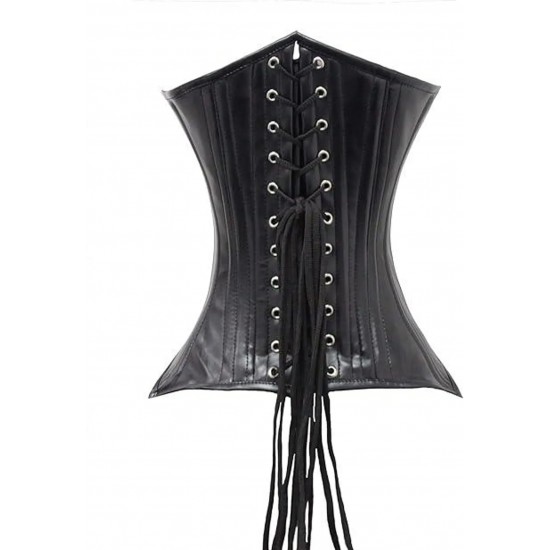 Women Real Leather Corset Underbust Handmade Black Genuine Leather Corset, Heavy Duty Steel Boned Waist Gothic Luxury and Stylish