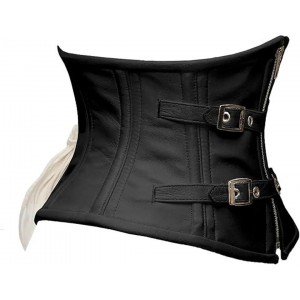 Women Real Leather Corset Underbust Handmade Black Genuine Leather Corset, Heavy Duty Steel Boned Waist Gothic Luxury and Stylish