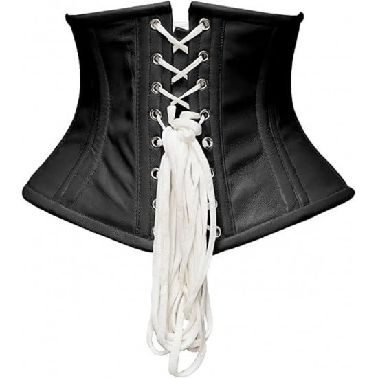 Women Real Leather Corset Underbust Handmade Black Genuine Leather Corset, Heavy Duty Steel Boned Waist Gothic Luxury and Stylish