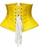 Women Real Leather Corset Underbust Handmade Yellow Genuine Leather Corset, Heavy Duty Steel Boned Waist Gothic Luxury and Stylish