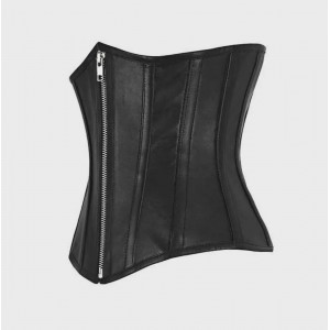 Women Real Leather Corset Underbust Handmade Black Genuine Leather Corset, Heavy Duty Steel Boned Waist Gothic Luxury and Stylish