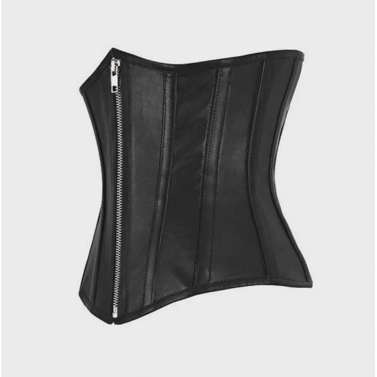 Women Real Leather Corset Underbust Handmade Black Genuine Leather Corset, Heavy Duty Steel Boned Waist Gothic Luxury and Stylish