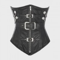 Women Real Leather Corset Underbust Handmade Black Genuine Leather Corset, Heavy Duty Steel Boned Waist Gothic Luxury and Stylish