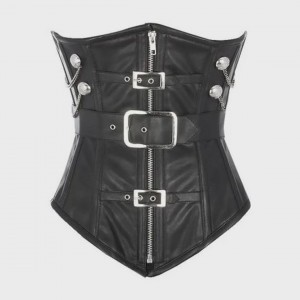 Women Real Leather Corset Underbust Handmade Black Genuine Leather Corset, Heavy Duty Steel Boned Waist Gothic Luxury and Stylish