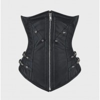 Women Real Leather Corset Underbust Handmade Black Genuine Leather Corset, Heavy Duty Steel Boned Waist Gothic Luxury and Stylish