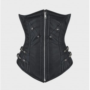 Women Real Leather Corset Underbust Handmade Black Genuine Leather Corset, Heavy Duty Steel Boned Waist Gothic Luxury and Stylish