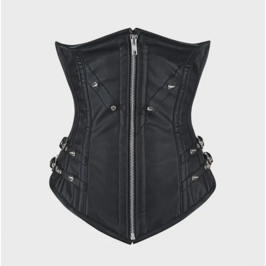 Women Real Leather Corset Underbust Handmade Black Genuine Leather Corset, Heavy Duty Steel Boned Waist Gothic Luxury and Stylish