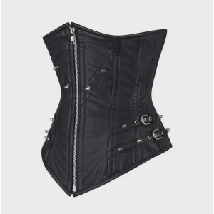 Women Real Leather Corset Underbust Handmade Black Genuine Leather Corset, Heavy Duty Steel Boned Waist Gothic Luxury and Stylish