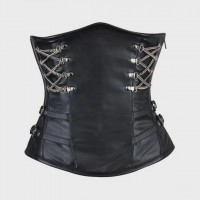 Women Real Leather Corset Underbust Handmade Black Genuine Leather Corset, Heavy Duty Steel Boned Waist Gothic Luxury and Stylish