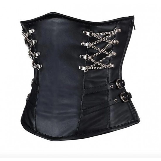 Women Real Leather Corset Underbust Handmade Black Genuine Leather Corset, Heavy Duty Steel Boned Waist Gothic Luxury and Stylish