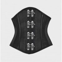 Women Real Leather Corset Underbust Handmade Black Genuine Leather Corset, Heavy Duty Steel Boned Waist Gothic Luxury and Stylish