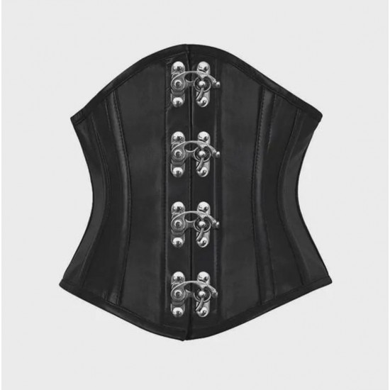 Women Real Leather Corset Underbust Handmade Black Genuine Leather Corset, Heavy Duty Steel Boned Waist Gothic Luxury and Stylish