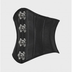 Women Real Leather Corset Underbust Handmade Black Genuine Leather Corset, Heavy Duty Steel Boned Waist Gothic Luxury and Stylish
