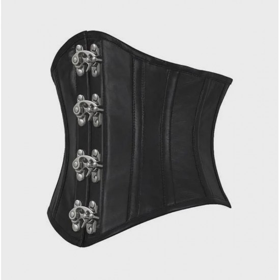 Women Real Leather Corset Underbust Handmade Black Genuine Leather Corset, Heavy Duty Steel Boned Waist Gothic Luxury and Stylish