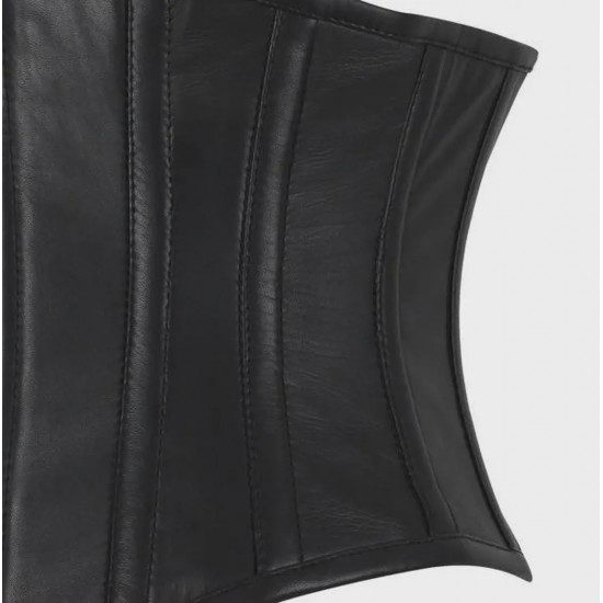 Women Real Leather Corset Underbust Handmade Black Genuine Leather Corset, Heavy Duty Steel Boned Waist Gothic Luxury and Stylish