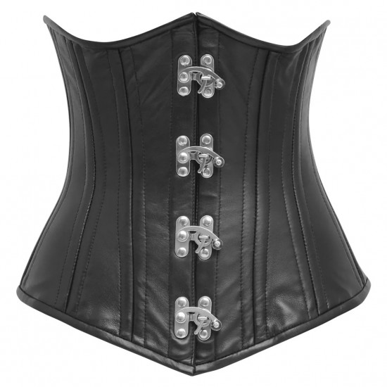 Women Real Leather Corset Underbust Handmade Black Genuine Leather Corset, Heavy Duty Steel Boned Waist Gothic Luxury and Stylish