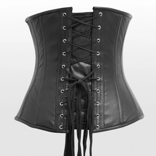 Women Real Leather Corset Underbust Handmade Black Genuine Leather Corset, Heavy Duty Steel Boned Waist Gothic Luxury and Stylish