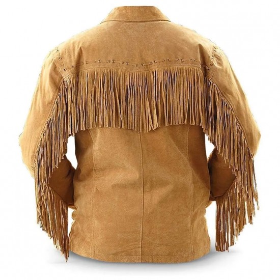 Men's Fringes Western Suede Leather Jacket, Traditional Cowboy Native American Jacket, Cowboy Fashion Leather Jacket