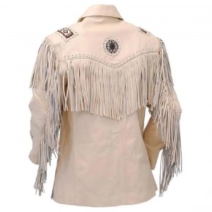 Men's Western Fashion Cowboy Real Leather Jacket Native American Wears Fringed & Beaded Jacket