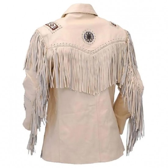 Men's Western Fashion Cowboy Real Leather Jacket Native American Wears Fringed & Beaded Jacket